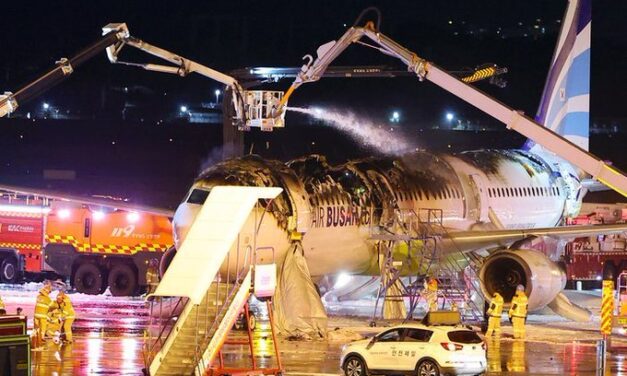 Avión se quemó en Corea del Sur