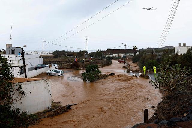 Severas lluvias en Gran Canaria, España