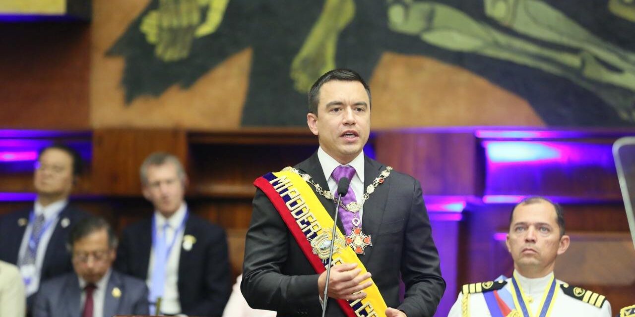 Daniel Noboa fue juramentado para su segundo período como presidente de Ecuador