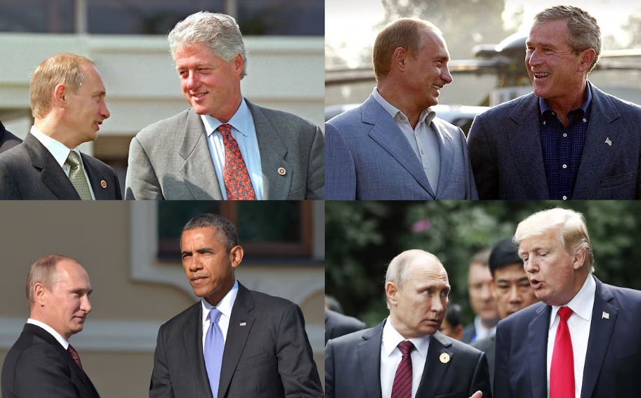 En los últimos 25 años Putin se ha reunido con cinco presidentes de EE. UU.