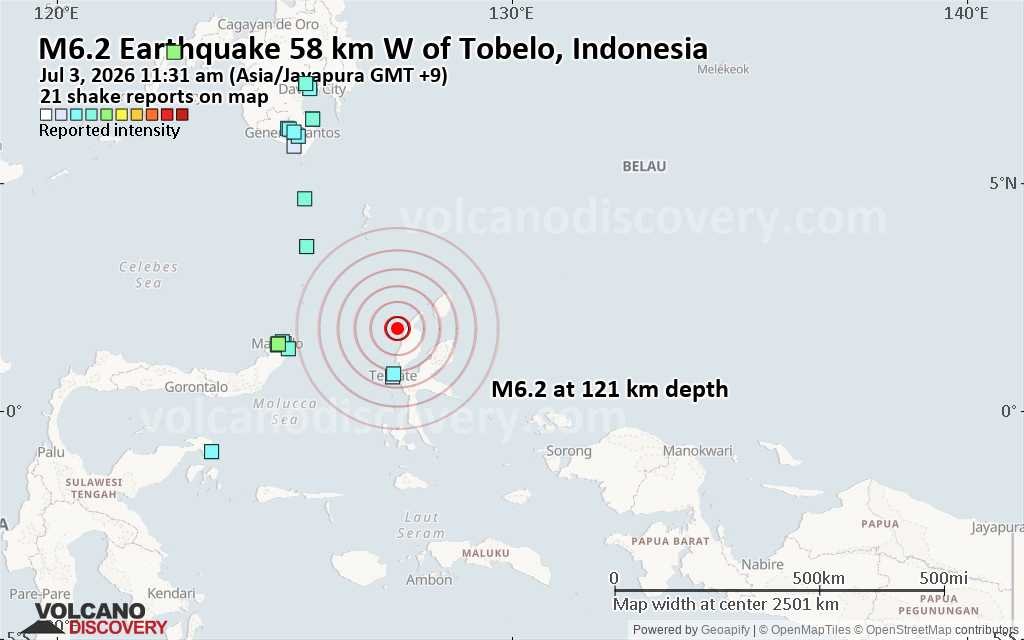 Un terremoto de magnitud 6.2 sacude el noreste de Indonesia