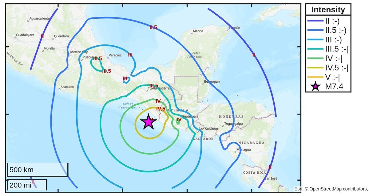 Sismo de magnitud 7.4 ocurrió en la costa de Chiapas, México y emiten alerta de tsunami